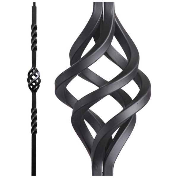 16.5.5 Single Basket Iron Newel Post – Satin Black