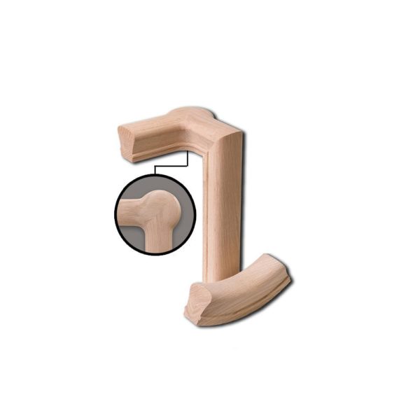 7281 2 Rise Left Hand Gooseneck with Cap Wood Handrail Fitting