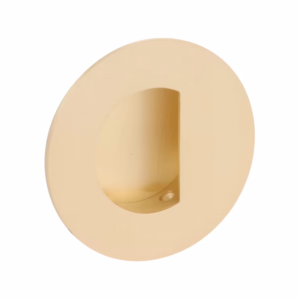 Brass Round Flush Pull with Half Moon Pocket