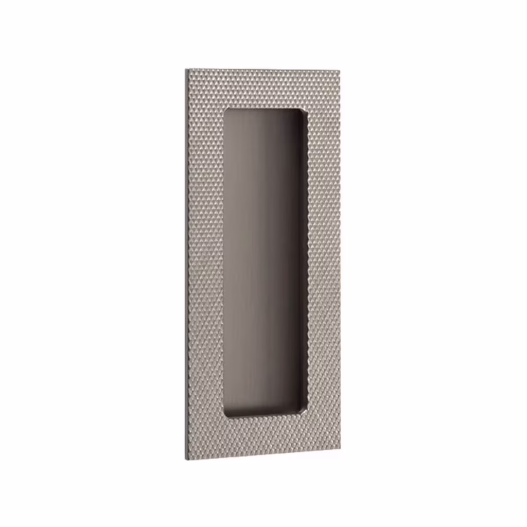 Modern Rectangular Knurled Flush Pull with Plain Pocket